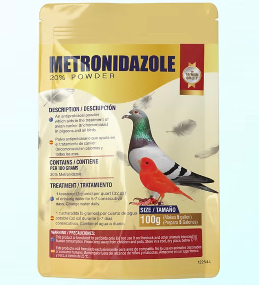 Metronidazole 20% Powder for Birds (Flagyl) canker (Trichomoniasis) Birds