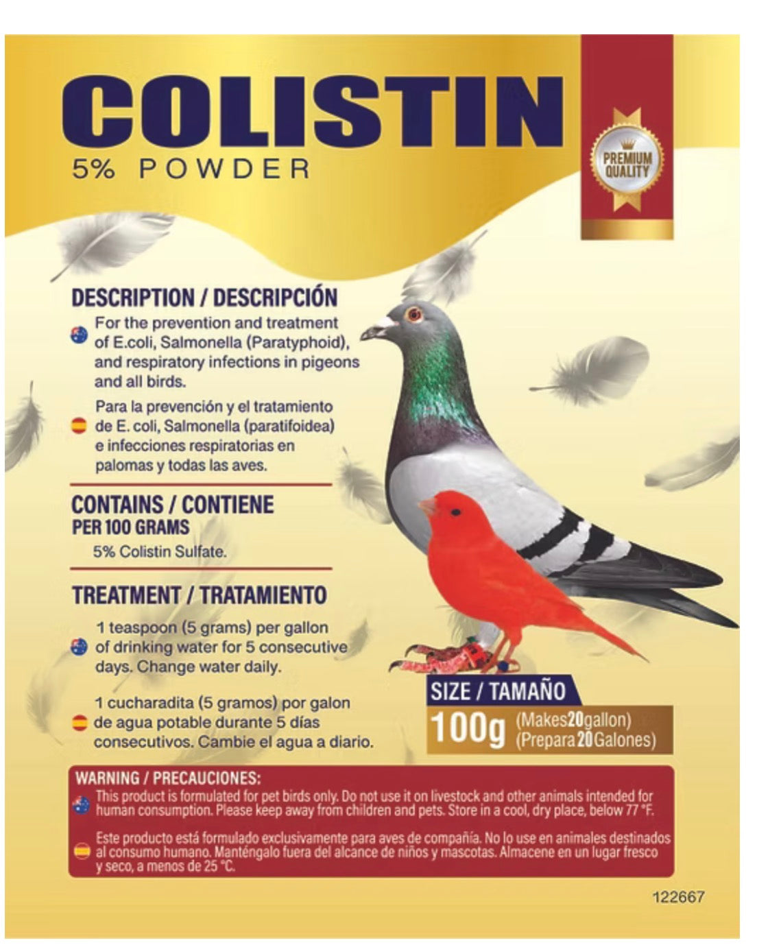Colistin 5% Powder for Birds - 100g. Treats/Prevents a Variety of Infections